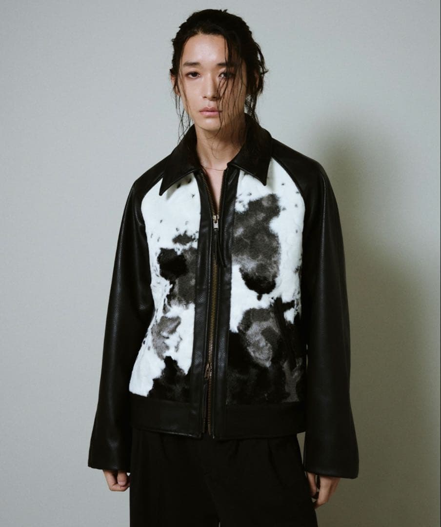 最安値　camphor wood フェイクハラコレザージャケット Camphor wood コート ジャケット faux haircalf leather jacket