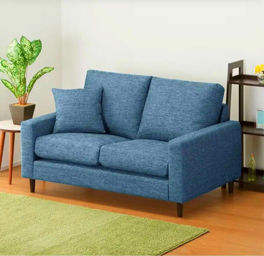 来週末迄！】ニトリ2人掛けソファ ターコイズブルー - メルカリ