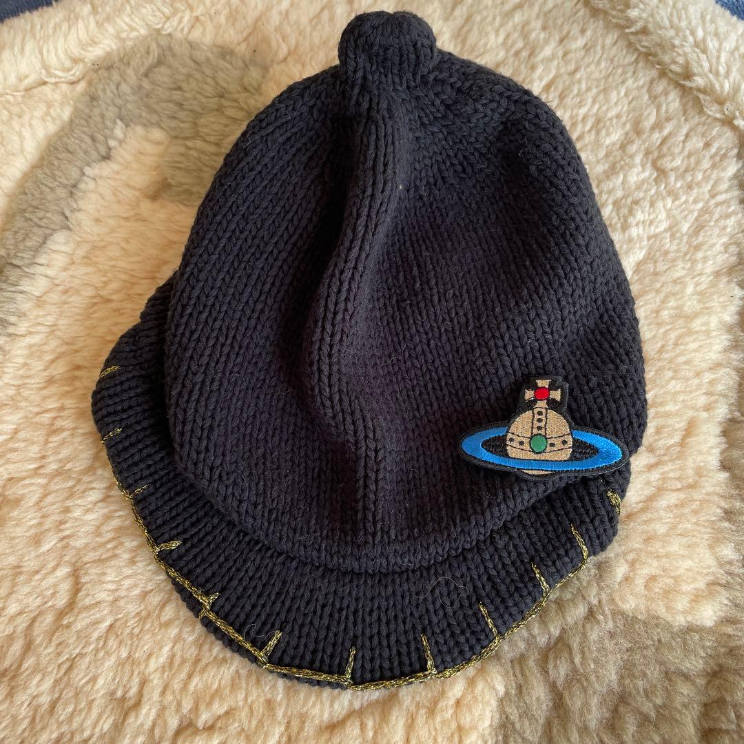 極美品】Vivienne Westwood 宇宙テーマ 黒ニット帽 - メルカリ
