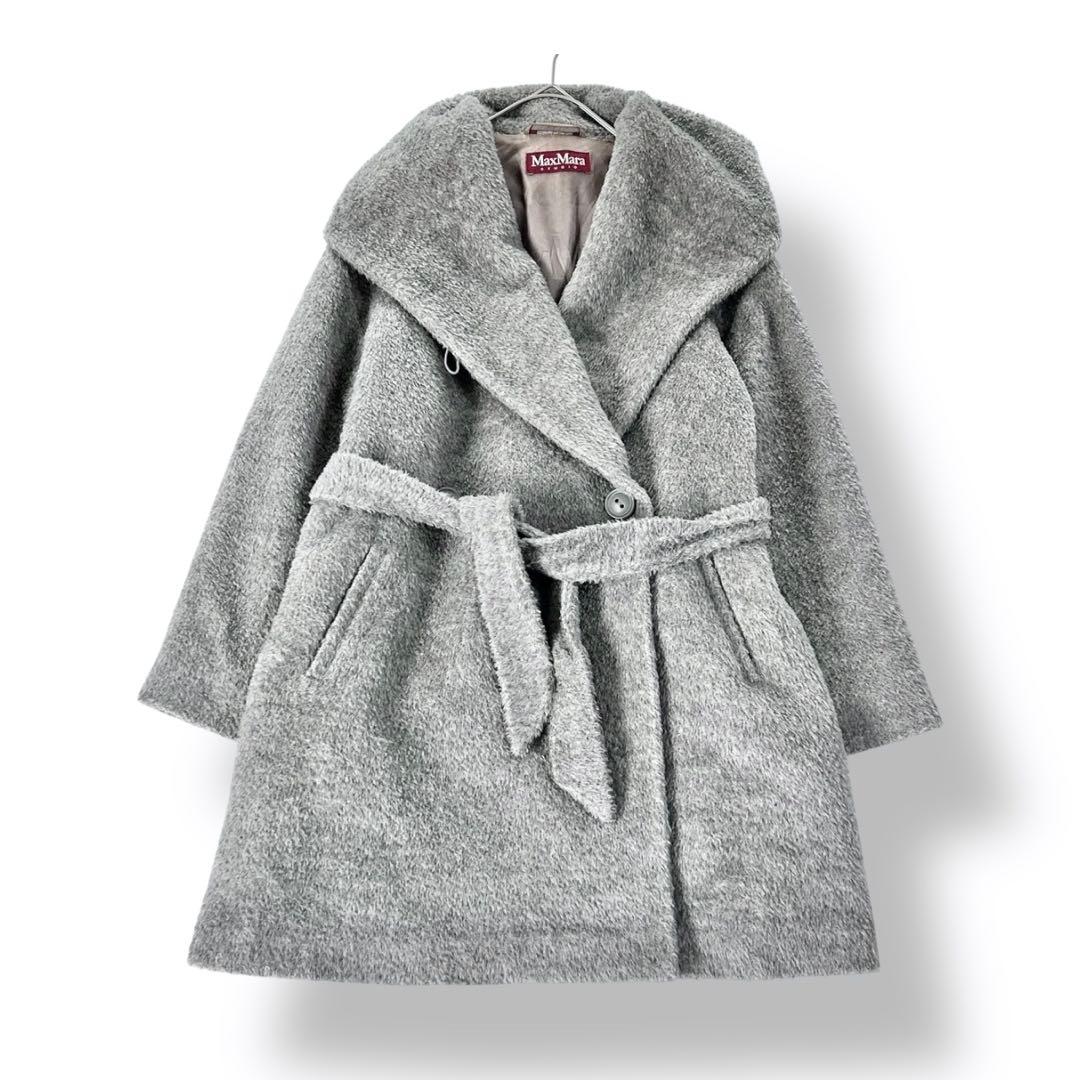 うさぎさまマックスマーラ アルパカシャギー フードベルテッドコート ラップコート Max Mara（マックスマーラ） 【大きいサイズ限定特価】MAX MARA