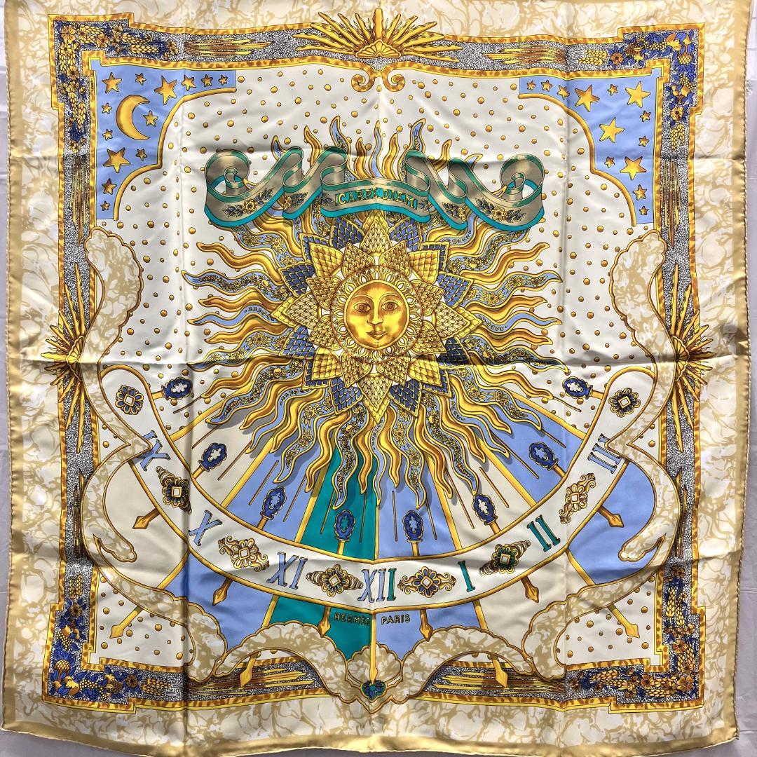HERMES エルメス カレ90 CARPE DIEM シルク スカーフ HERMES（エルメス） カレ90 CARPE DIEM 今日一日を楽しむ 太陽 月 星