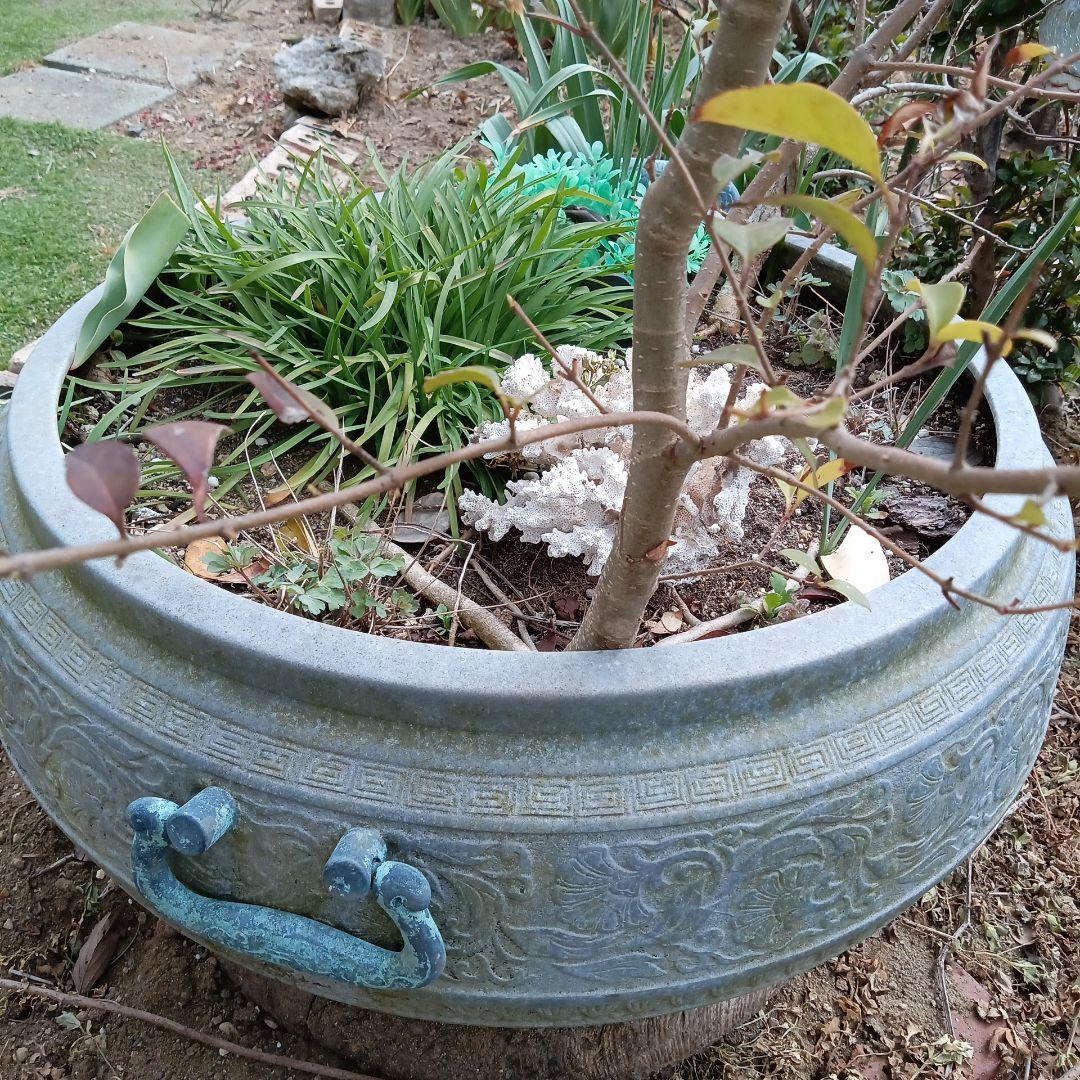 青銅製火鉢••プランター ビンテージ•ジャンクガーデン レトロ火鉢 大きめ