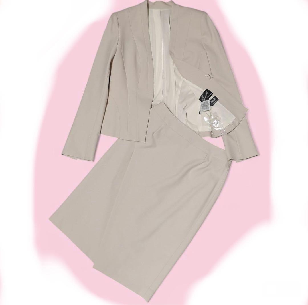 COUP DE CHANCE クードシャンス　ノーカラー スーツ セットアップ 洗える／日本製】ノーカラージャケット（ノーカラージャケット