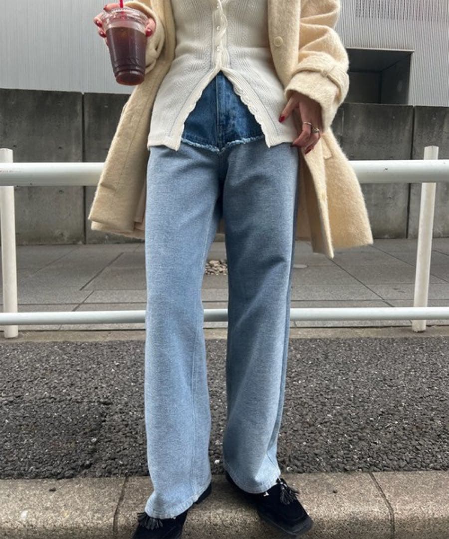 Ameri | FLOCKY SWITCHING DENIM PANTS