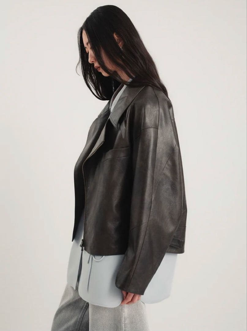 スタニングルアー 今期新作Rフェイクレザーライダースブルゾン 完売