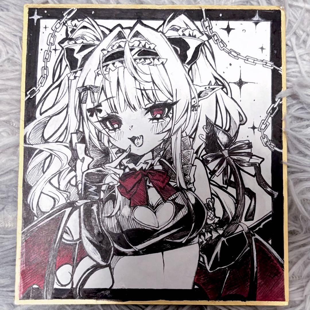 オリジナル 手描きイラスト アナログ 色紙 - メルカリ