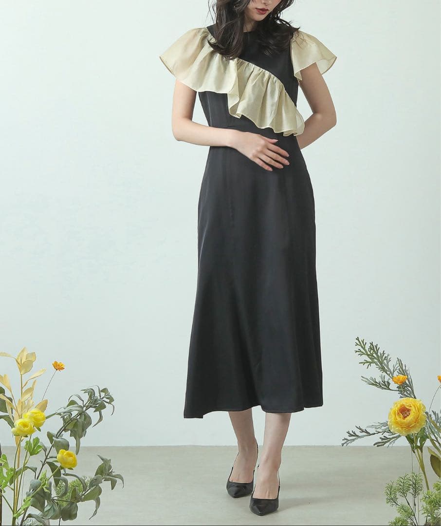 kana カナ 【未使用】 フリルシフォン マーメイド ワンピース ドレス M