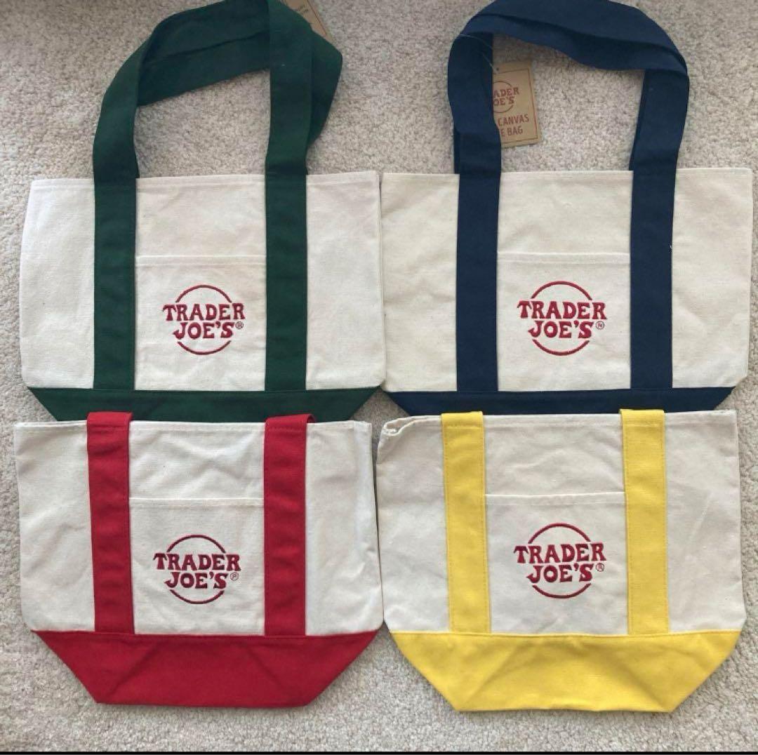 【新品タグ付未使用】TRADER JOE'S ミニトートバッグ 4点セット トレーダージョーズ新製品2025／11月 マイクロミニトートバッグ 赤・青