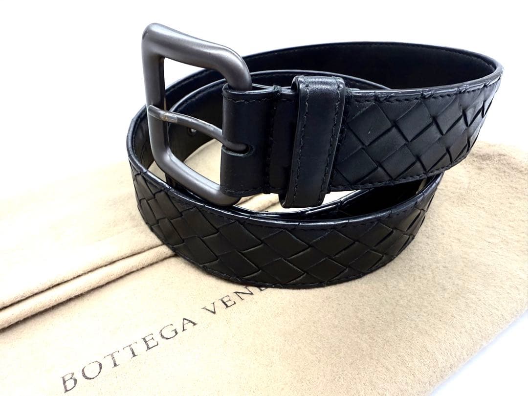 Bottega Veneta 編み込みレザーベルト ブラック BOTTEGA VENETA（ボッテガ・ヴェネタ） ベルト メンズ イントレ