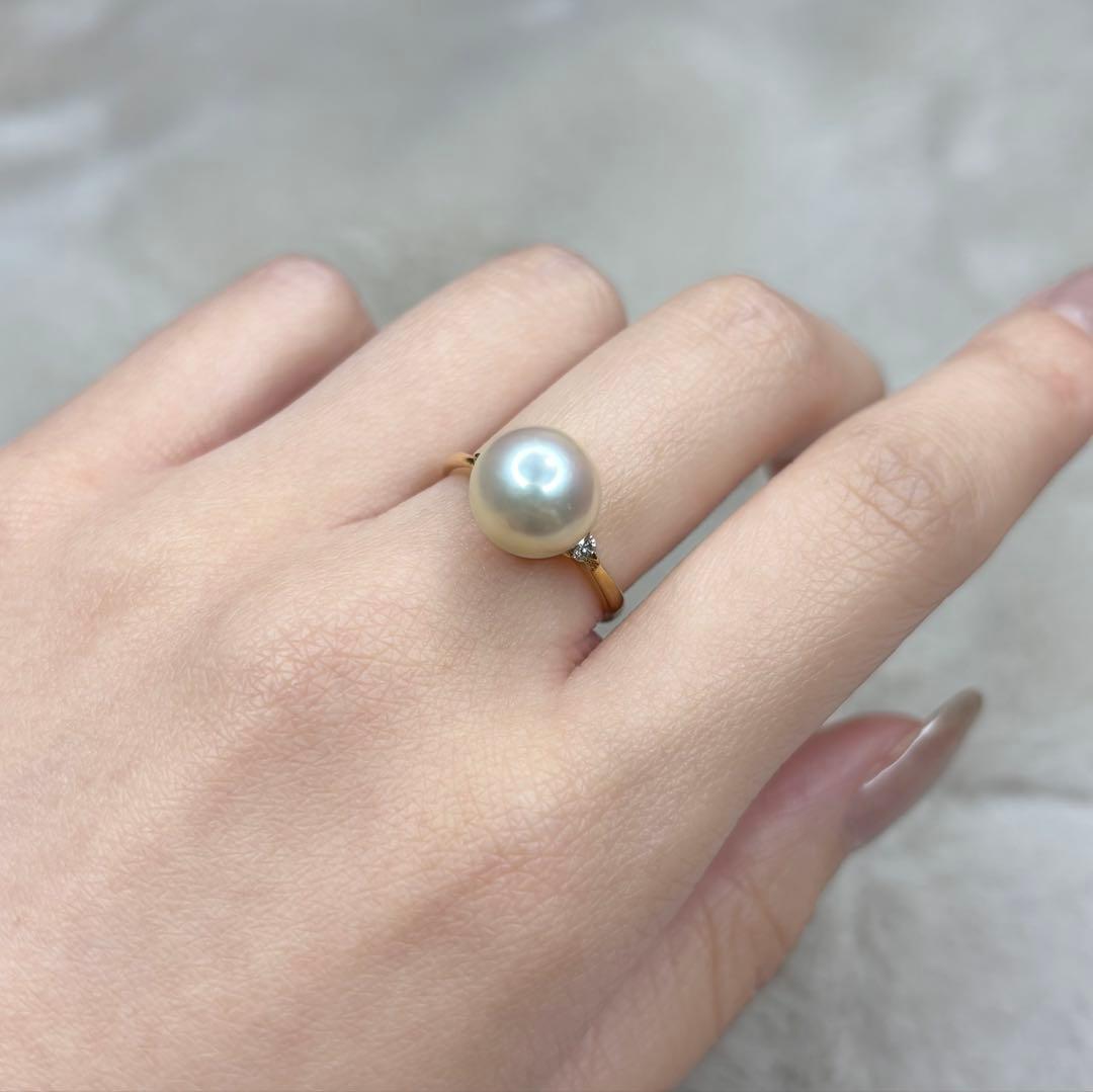 『専用です』オーロラRosé アコヤ真珠 9.6mm リング 真科研 K18