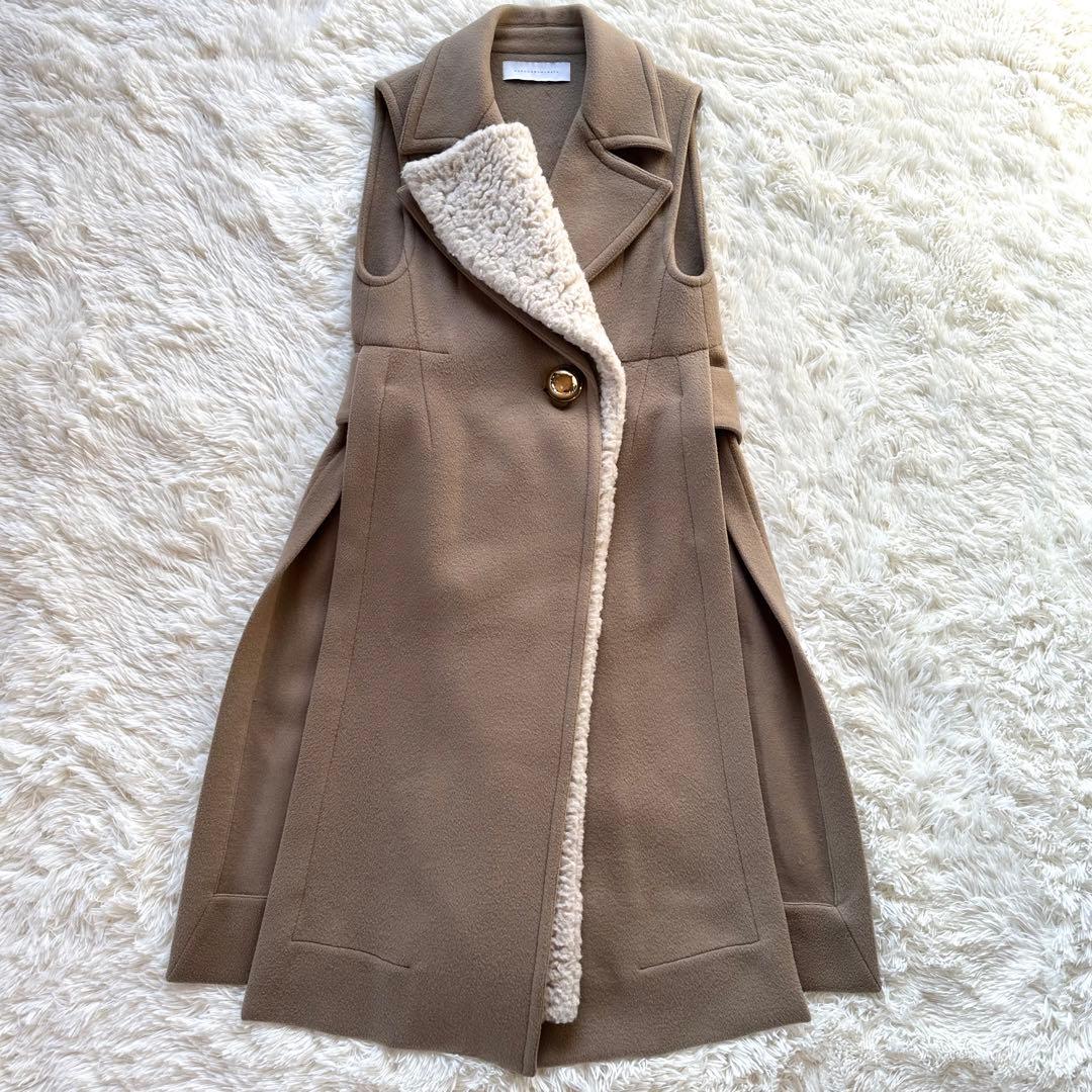 HARUNOBUMURATA ロングジレ ウール ボア着脱可能 ベージュ 38 タグ付 HARUNOBUMURATA 21AW 2wayウールロングジレコート - メルカリ