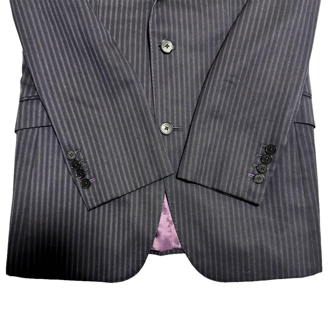 美品バーバリー ブラックレーベル スーツ ダブル 40R 3ピース ネイビー