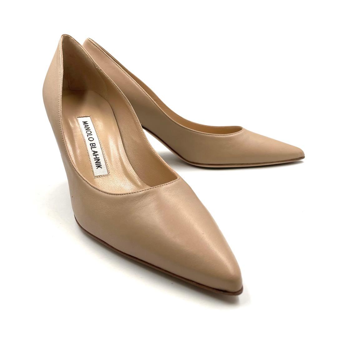 《未使用品》 マノロブラニク パンプス 本革 レザー ベージュ系 36 付属あり