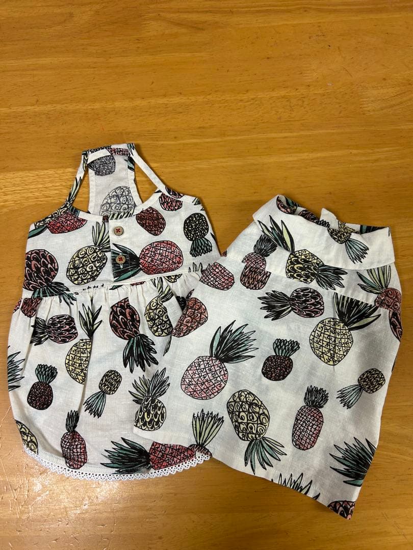 アトリエジジ　パイナップル柄 犬用タンクトップドレス & シャツ　２着セット 犬服 パイナップル柄 大型犬用ワンピース 大型犬|犬服専門通販 Perry-dog