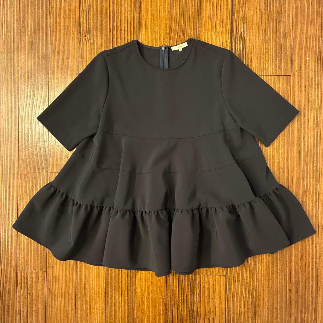 yori ヨリハーフスリーブティアードブラウス ネイビー 半袖 紺 38