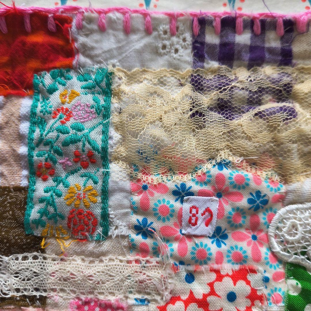 ハンドメイドザクザクパッチワークキルトビンテージアンティーク