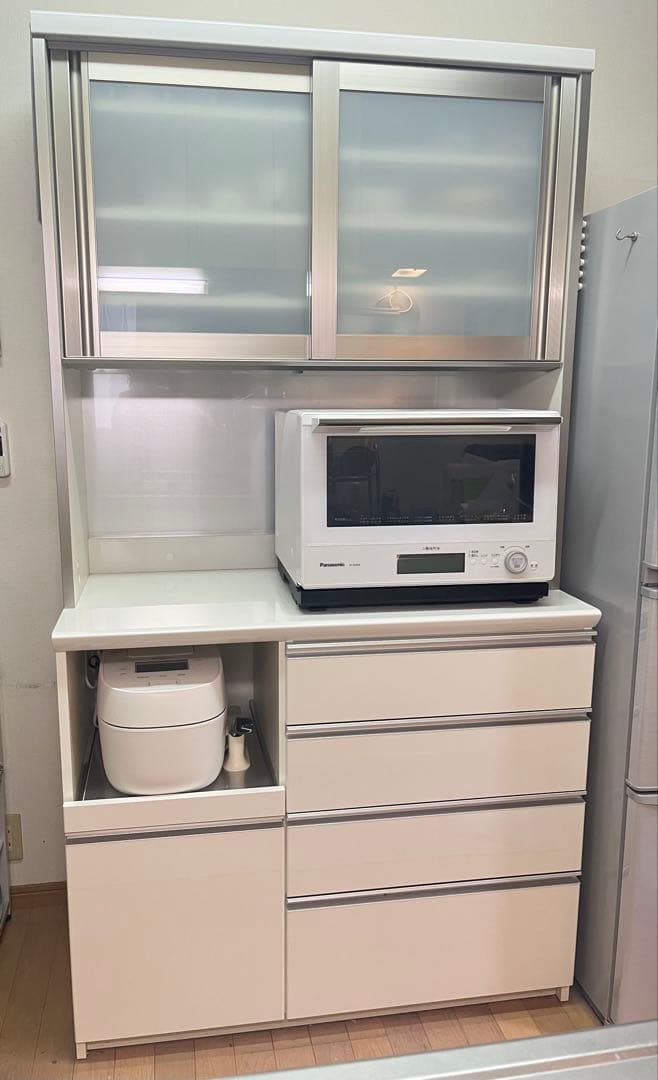 パモウナ　キッチンボード　食器棚　幅100cm パモウナ 食器棚 幅100cm 奥行50cm 高さ198cm EC 完成品 棚 国産