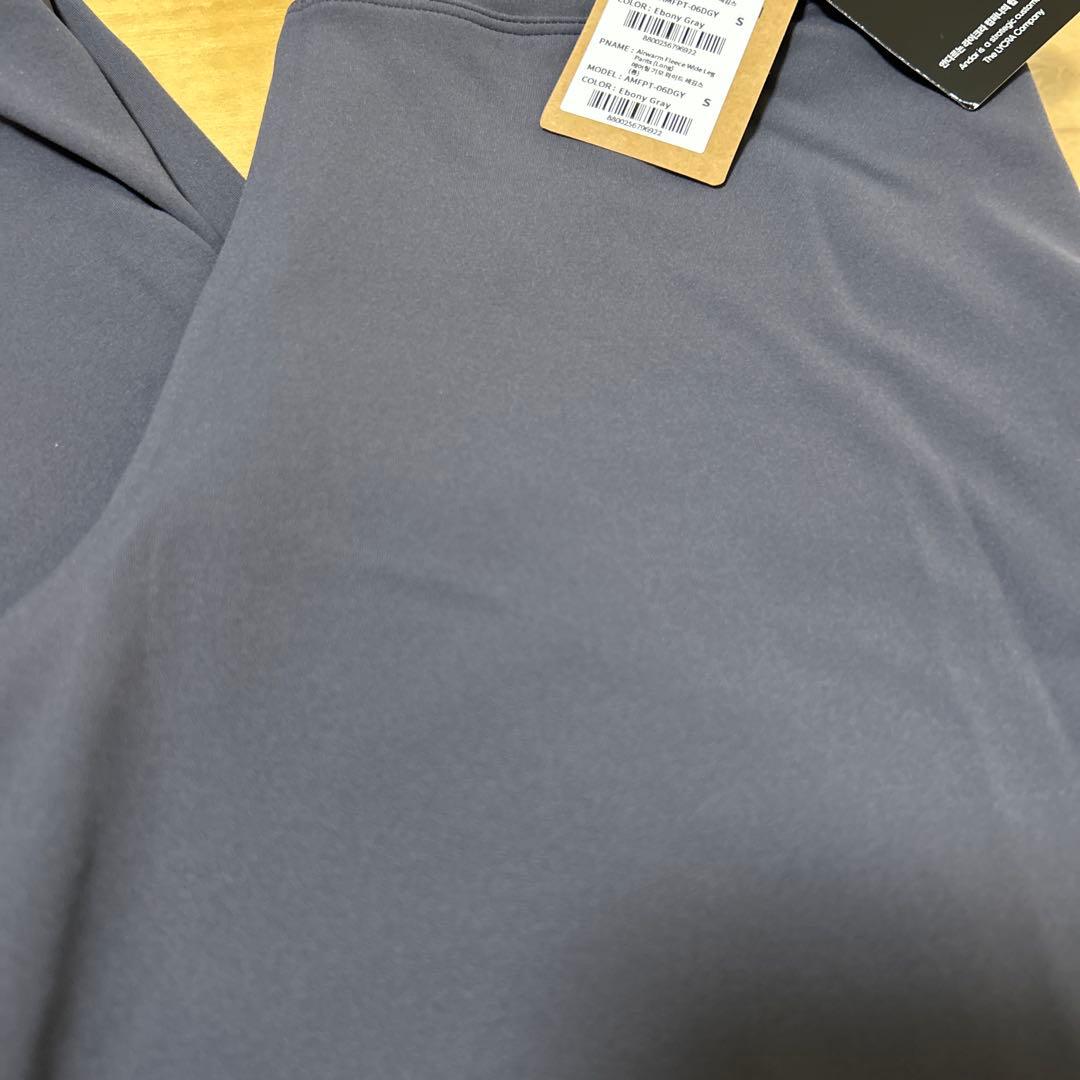 andar Airywinセミ裏起毛ワイドレギンス ロング S エボニーグレー