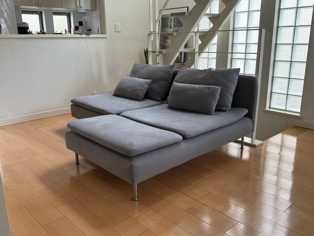 IKEA ソーデルハムン 2人掛け＋シェーズロング ソファ（グレー） SÖDERHAMN ソーデルハムン 2人掛けソファ 寝椅子付き, ケーリンゲ