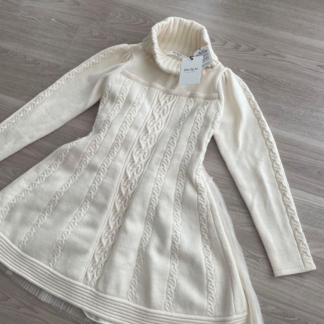 Herlipto】新品未使用 Clara Cable Knit Dress - メルカリ