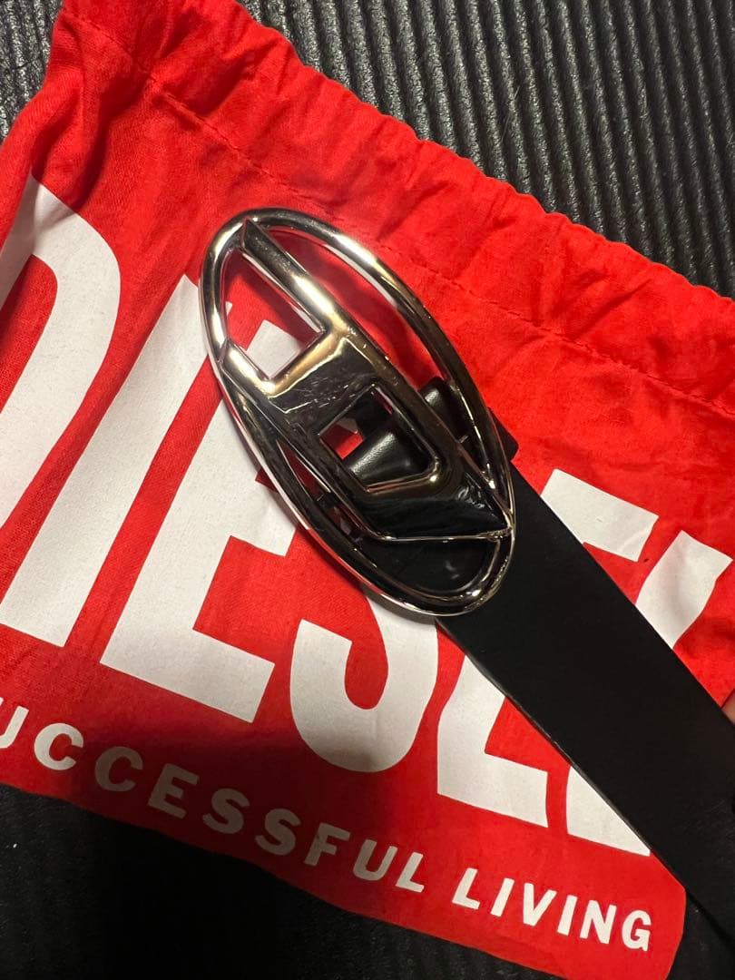 正規品 ディーゼル D ロゴ バックル ベルト 95 DIESEL (ディーゼル) Dロゴバックル レザー ベルト DSX08516PR666 85