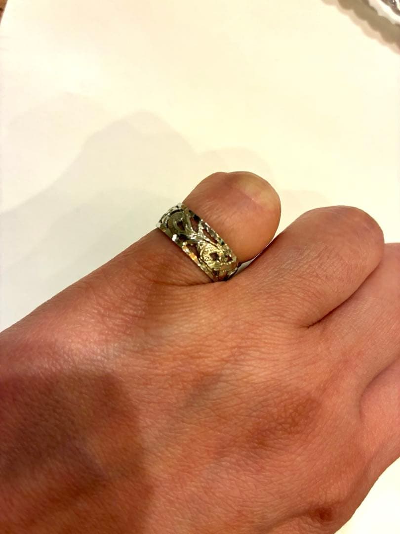 LIN'S 14Kリング 彫刻デザイン ハワイアンジュエリー ハワイアンジュエリー ウェーブ リング 彫り - PUA ALLY(プアアリ)