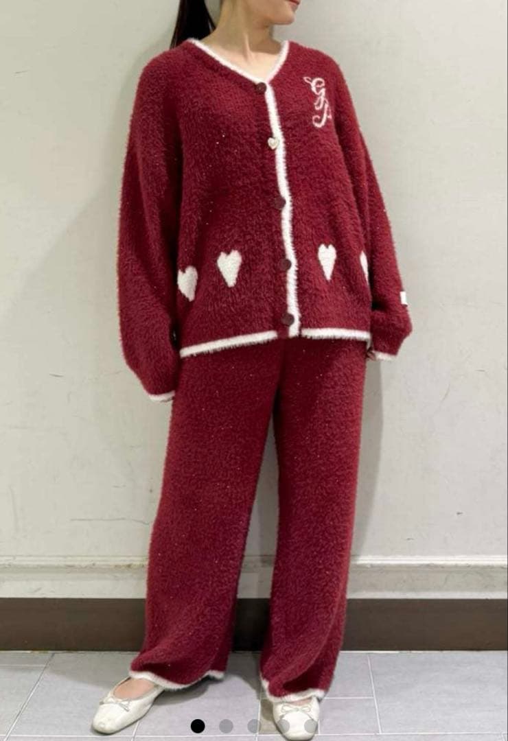 ジェラートピケ　ラメフェザーカーディガン&ロングパンツ ジェラートピケ gelato pique ラメフェザーカーディガン （PNK） -靴