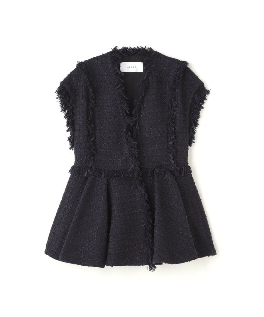 ADORE コットンチェックツィードジレ ３８ ネイビー ADORE コットンチェックツィードジレ 38 ネイビー - メルカリ