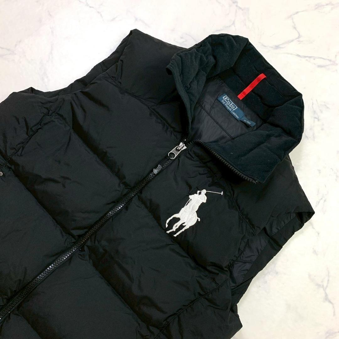 ポロラルフローレン ダウンベスト ビッグポニー刺繍 ブラック L D950