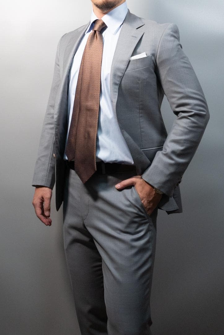 スーツ ゼニア TRAVELLER ライトグレー Mサイズ相当 美品 Ermenegildo Zegna】TRAVELLER スーツ（ライトグレー無(506021450