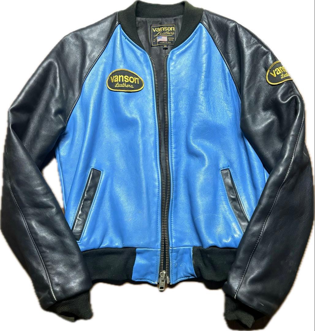 Vanson tjv 黒/青 VANSON（バンソン） 【再入荷】【当店別注】 ライダース フライング