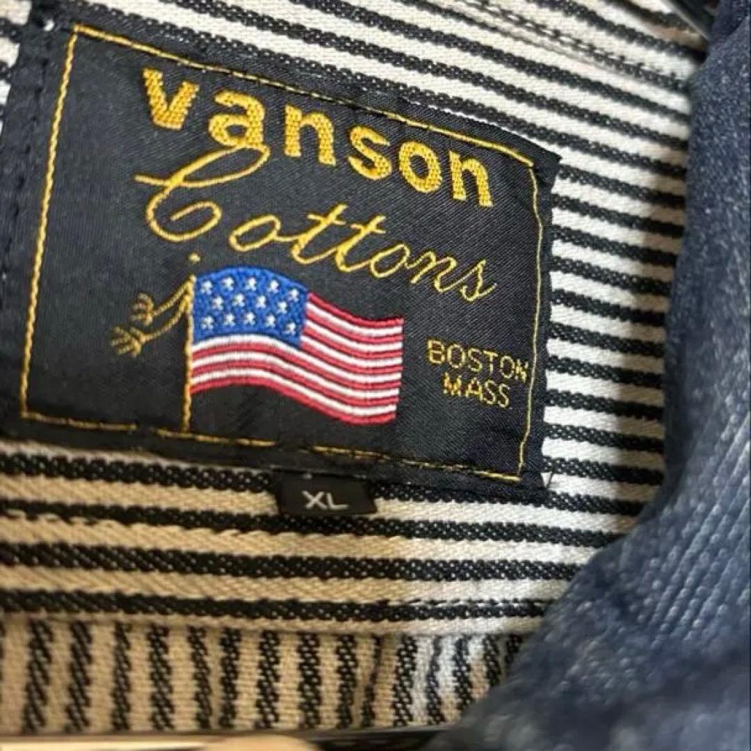 VANSON つなぎ】ヒッコリー メンズ XL