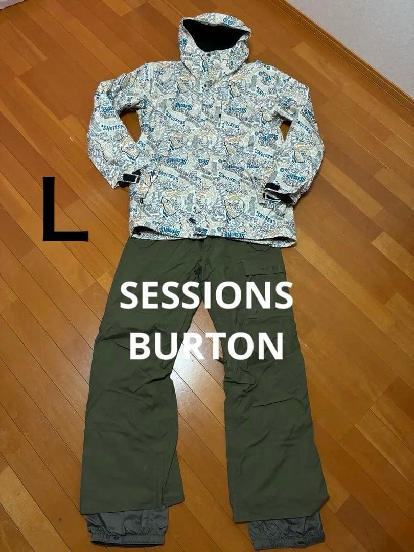 美品　SESSIONS 総柄　BURTON スノーボードウェア 上下セット　Ｌ 楽天市場】バートン 上下セットの通販