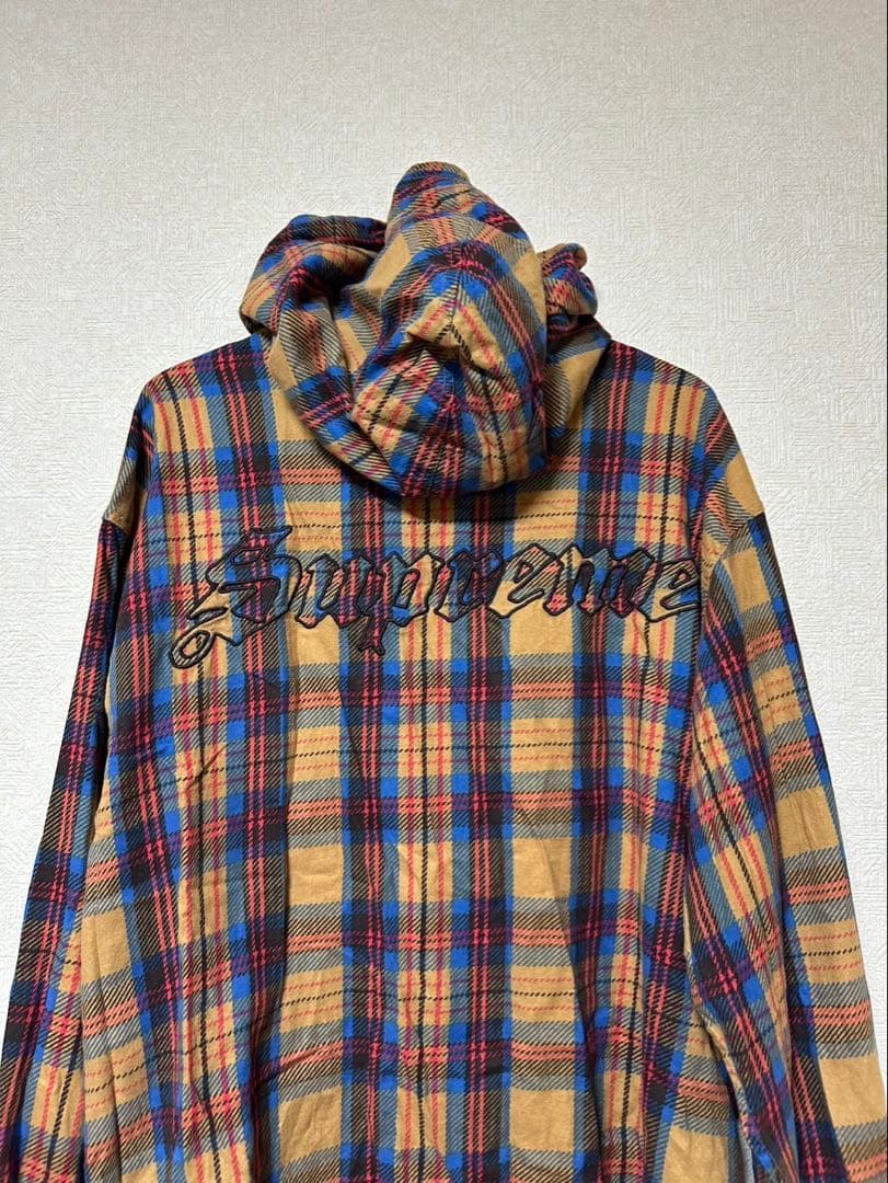Supreme チェックフーディシャツM Supreme シュプリーム 18AW Hooded Jacquard Flannel Shirt フード付き