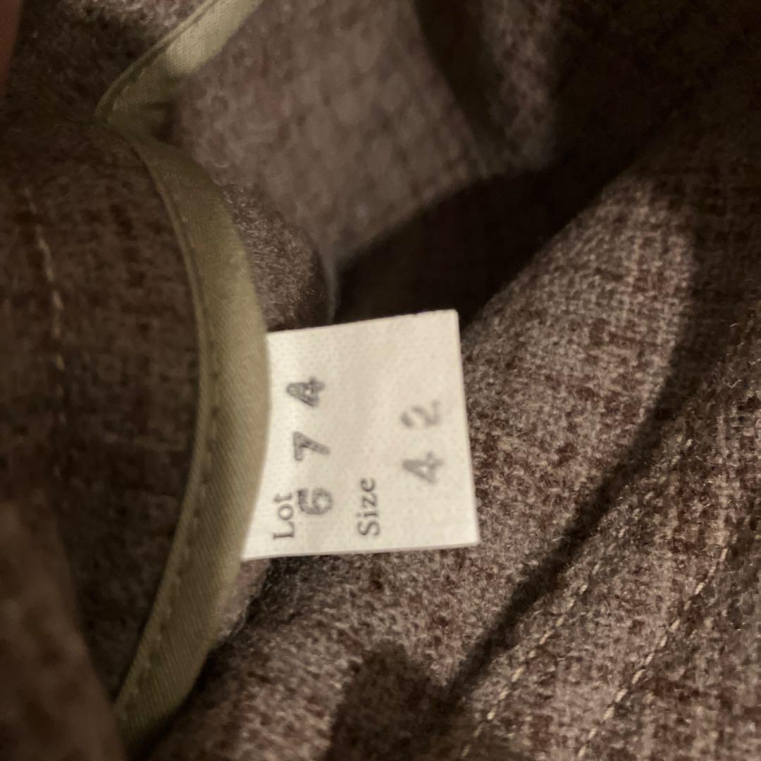 アットラスト ウールスポーツジャケット 42 チェック グレーパープル系