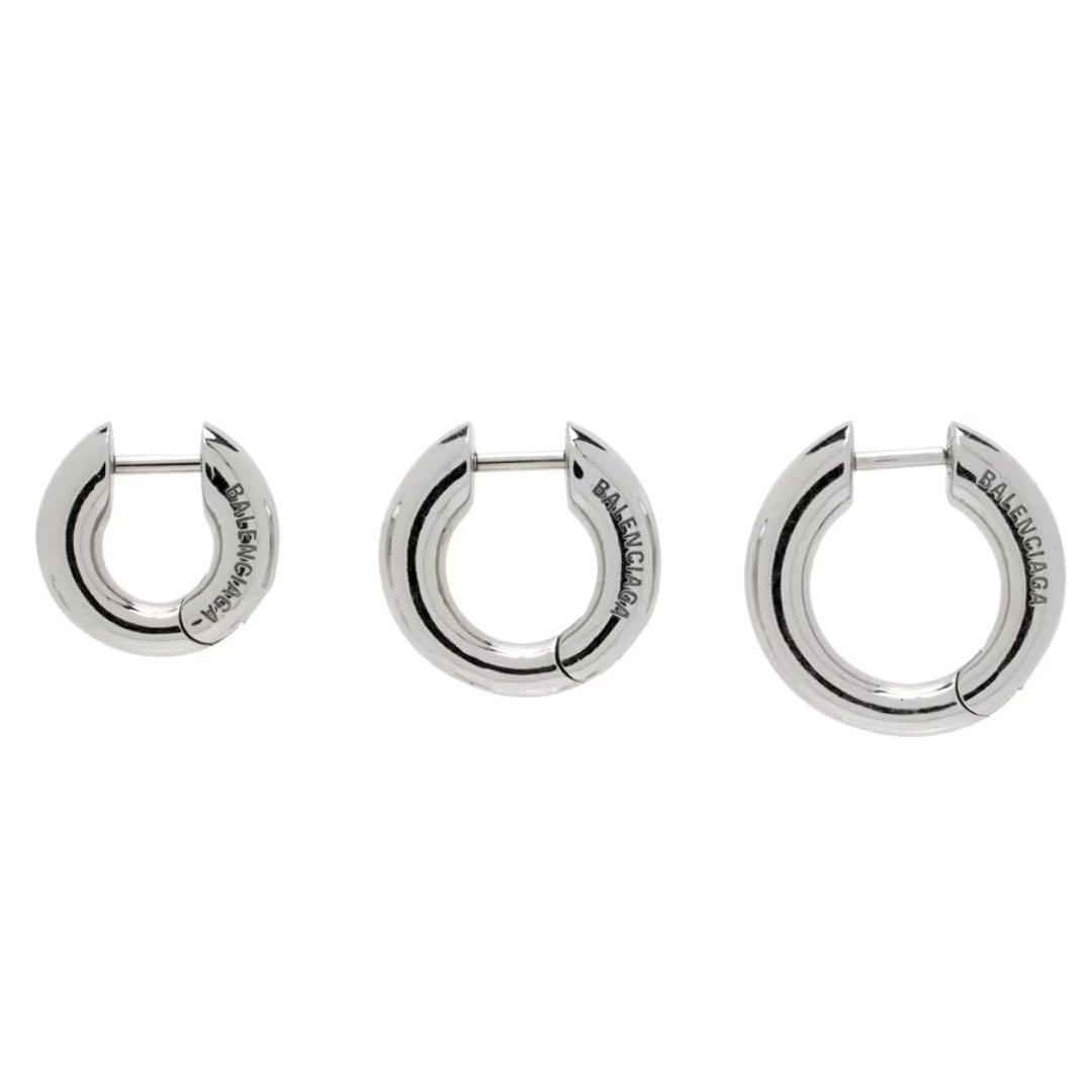 BALENCIAGA バレンシアガ sharpピアス 3点セット BALENCIAGA ロゴ メタル フープピアス 人気 (BALENCIAGA/ピアス