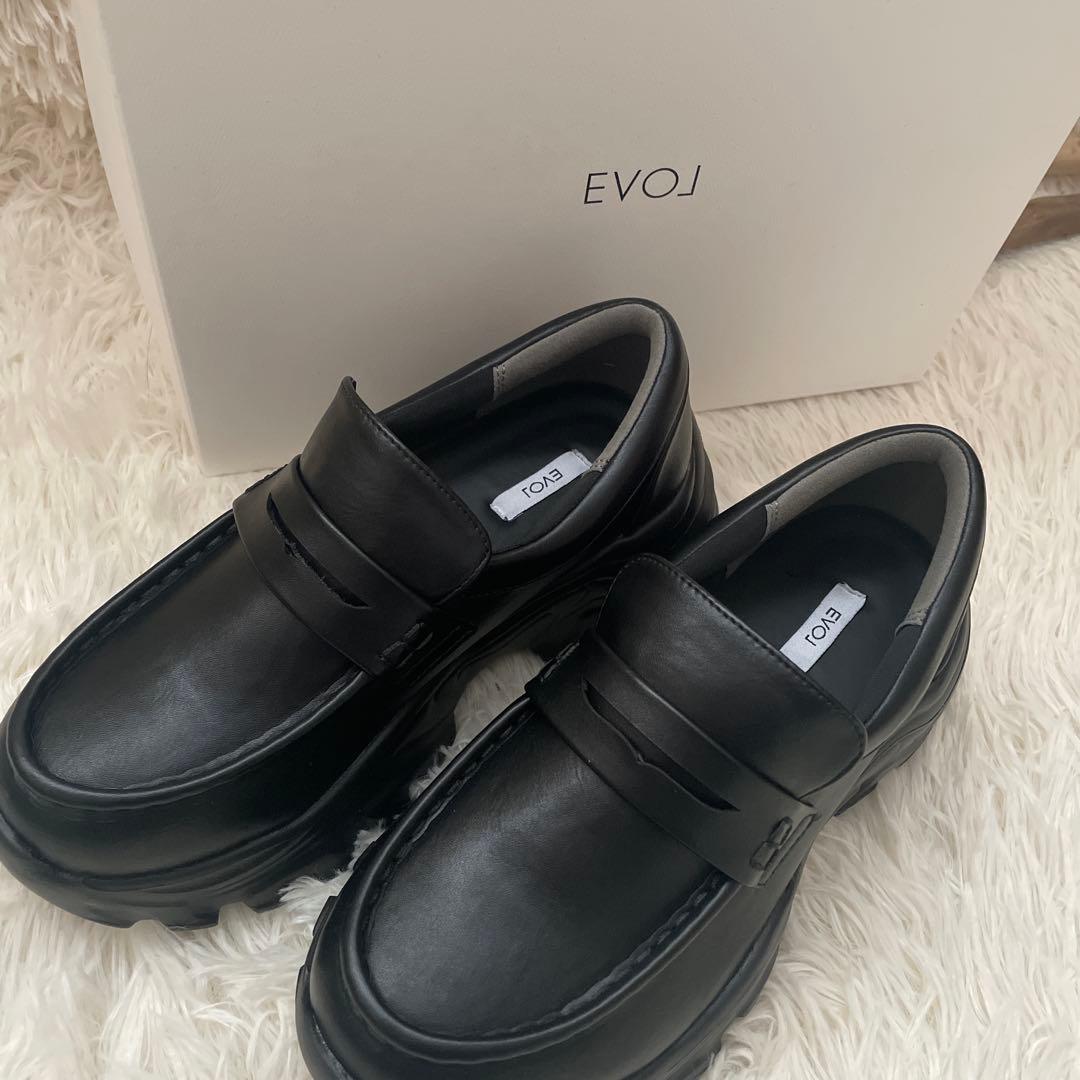 EVOL ブラック ローファー スニーカー 厚底 スニーファー 合皮 - メルカリ