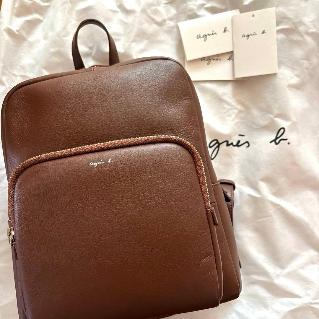 agnes.bアニエスベー 本革レザーリュック ブラウン - メルカリ
