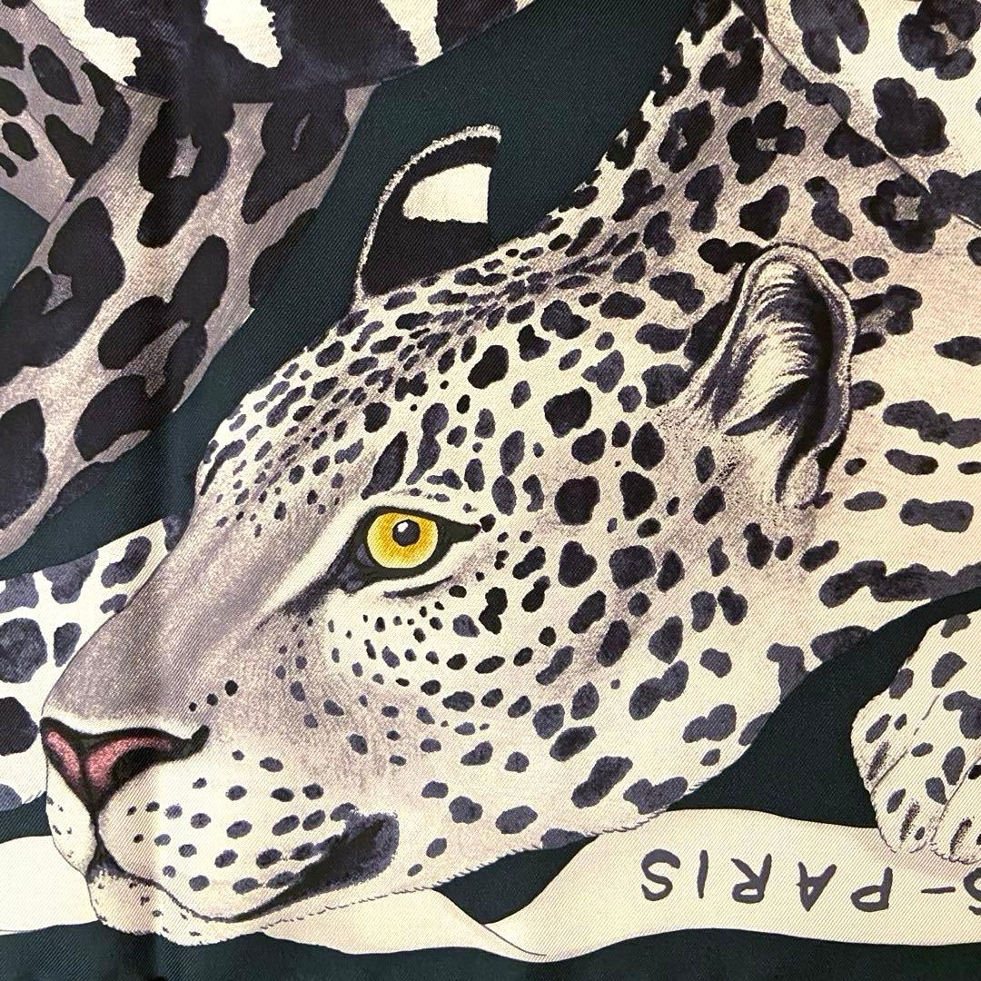 未使用 ヒョウ柄 エルメス シルクスカーフ カレ90 レイジーレオパード