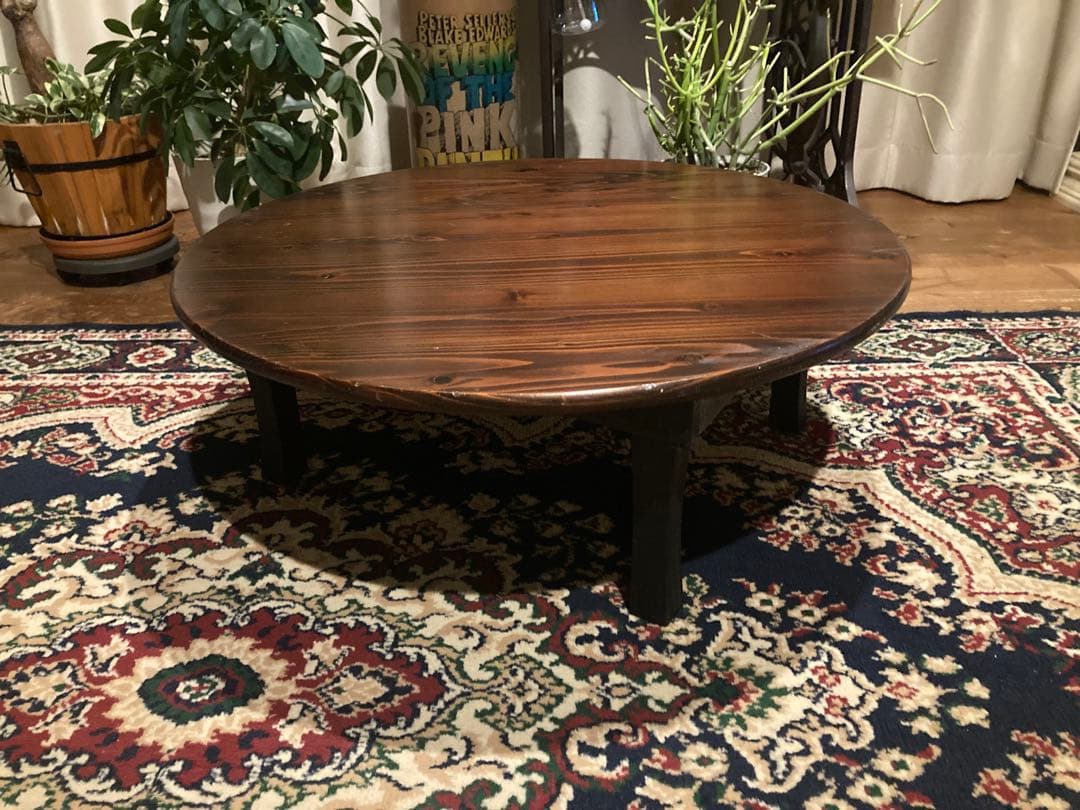 昭和レトロ 古い木製丸ローテーブル 折畳丸ちゃぶ台21直径740 - メルカリ