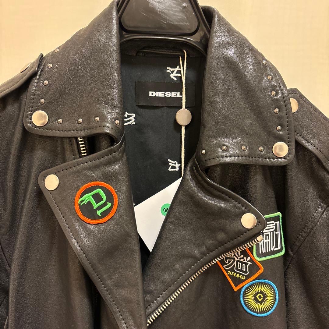 新品 未使用品 ディーゼル ダブル ライダース 羊革 ジャケット 刺繍