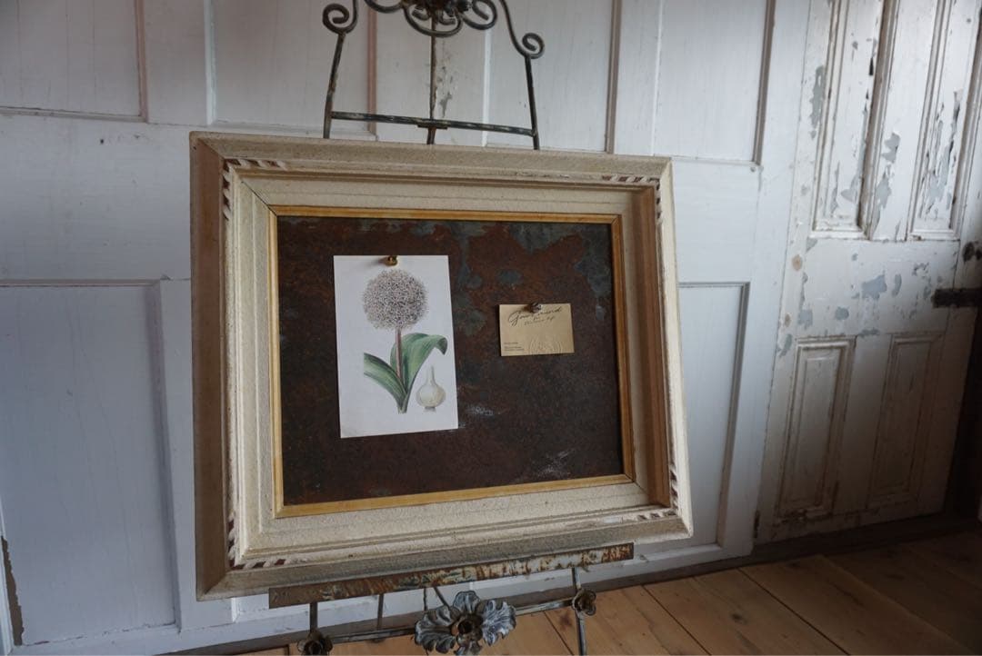 大きなアンティークフレームのブリキサインボード　看板　店舗什器　額縁　古道具 サインボード カリフォルニア M メタル （ ティンサイン ブリキ看板