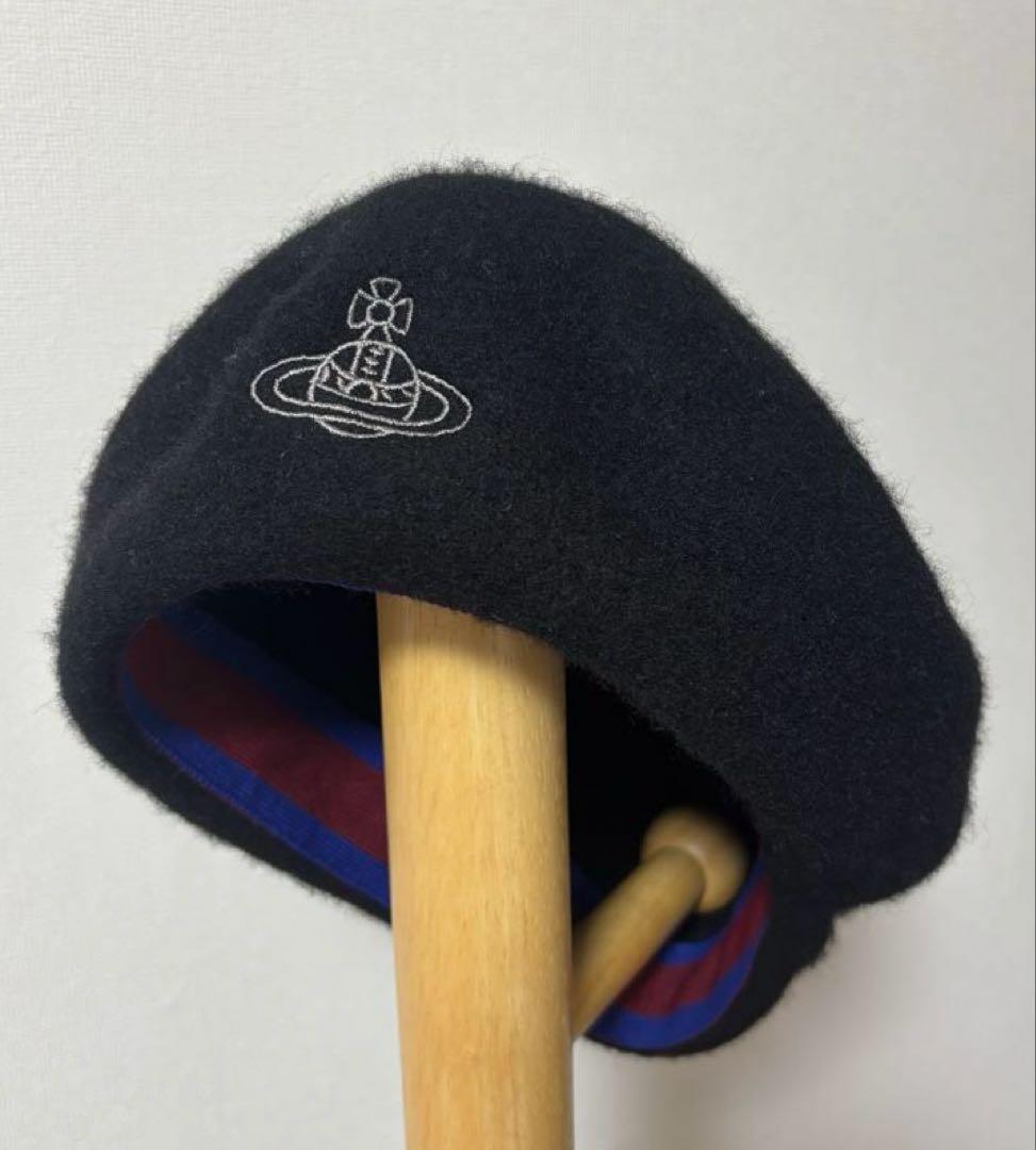 Vivienne Westwood 刺繍　ベレー帽 Vivienne Westwood】在庫あり☆ラインORB刺繍 バスクベレー (Vivienne