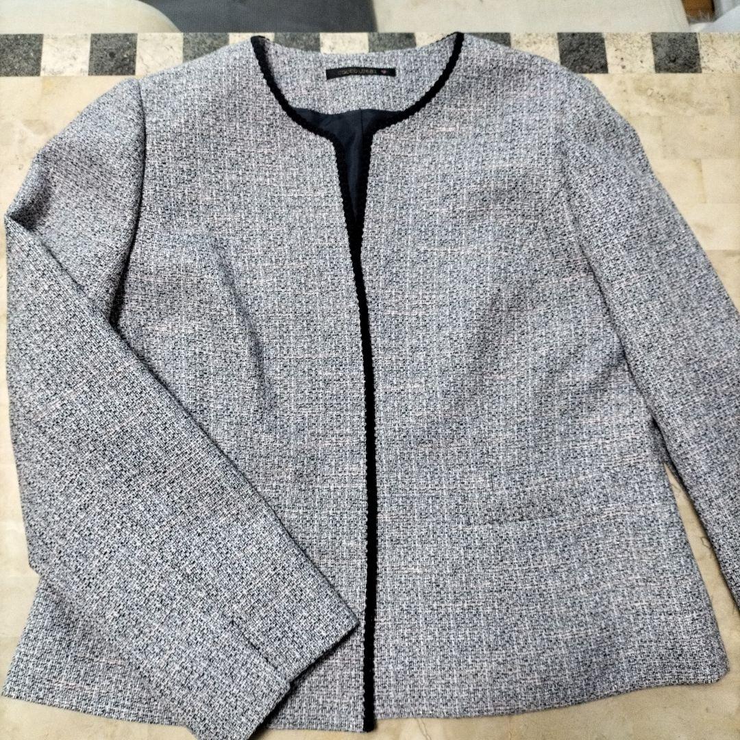 ココラッシー　レディース　フォーマル ジャケット　15号 フリルカラーのフォーマルジャケット 15号・グレー｜東京ソワール