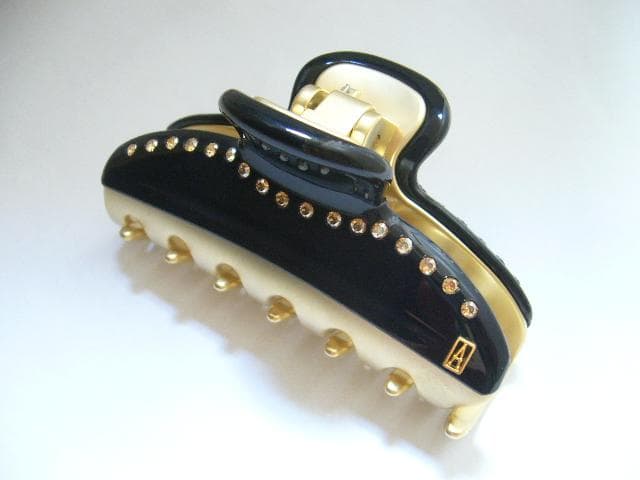 ☆美品☆アレクサンドルドゥパリ●クリスタル付きクリップ/ブラック/Mサイズ M クリップ｜ALEXANDRE DE PARIS（アレクサンドル ドゥ パリ）