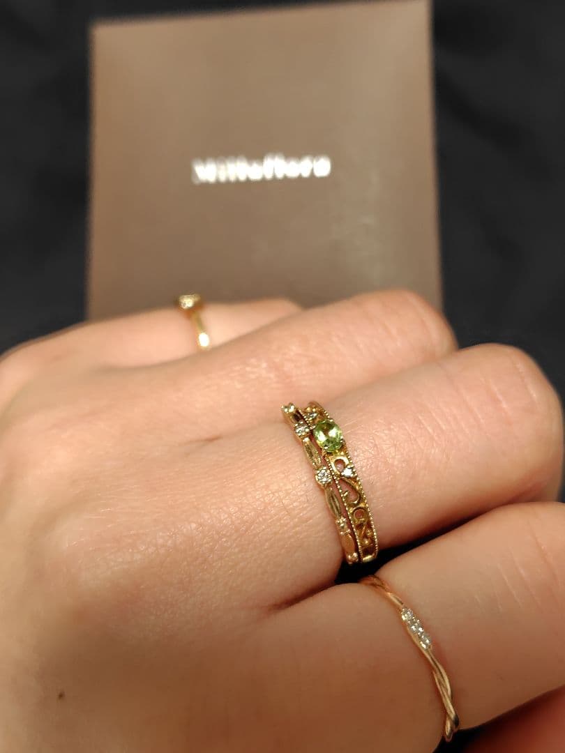 ミルフローラ（エステール） ペリドット透かし模様10金リング11号