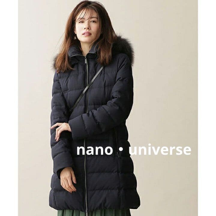 【nano・universe】西川ダウンコート ネイビー ファー取り外し可能 NANO universe（ナノ・ユニバース） ダウンコート ダウンジャケット