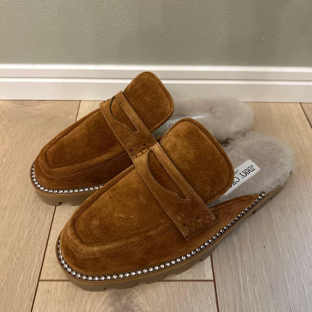 JIMMY CHOO ブラウン スエード ミュール マイロ ミュール |タン ベルベットスエード・バックレスミュール