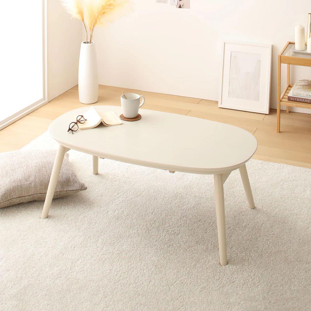 送料込み折脚楕円形カジュアルこたつ カルミナ950 ホワイト カジュアルコタツ(折脚) カルミナ950 | 家具インテリアの卸・仕入れ