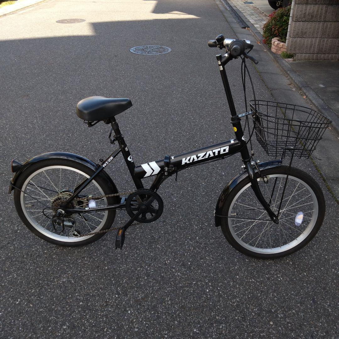【マイ時計】KAZATO 折り畳み自転車 ブラック　20インチ 折りたたみ自転車 20インチ MF202 6段ギア｜自転車｜ビリヤード